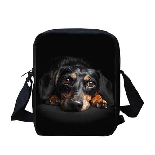 bqabhu Süße Koala Damen Messenger Bag Schulter Crossbody Umhängetasche mit verstellbarem Riemen, Schwarzer Dackel, Einheitsgröße von bqabhu
