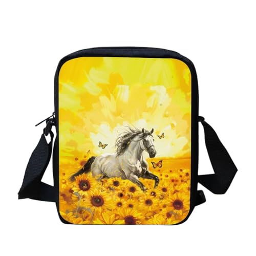 bqabhu Süße Koala Damen Messenger Bag Schulter Crossbody Umhängetasche mit verstellbarem Riemen, Sonnenblumenpferd, Einheitsgröße von bqabhu