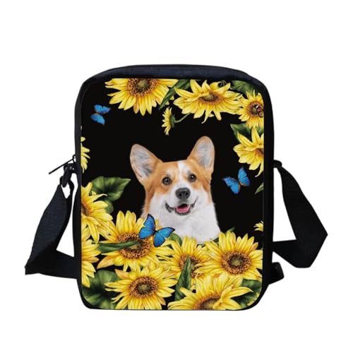 bqabhu Süße Koala Damen Messenger Bag Schulter Crossbody Umhängetasche mit verstellbarem Riemen, Sunflower Corgi, Einheitsgröße von bqabhu