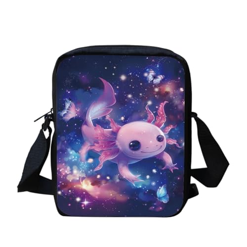 bqabhu Süße Umhängetasche mit Schneemann-Motiv, für Damen, Reise-Schultertasche mit verstellbarem Riemen, Galaxy Axolotl, Einheitsgröße von bqabhu