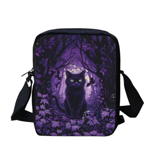 bqabhu Süße Umhängetasche mit Schneemann-Motiv, für Damen, Reise-Schultertasche mit verstellbarem Riemen, Halloween Black Cat, Einheitsgröße von bqabhu