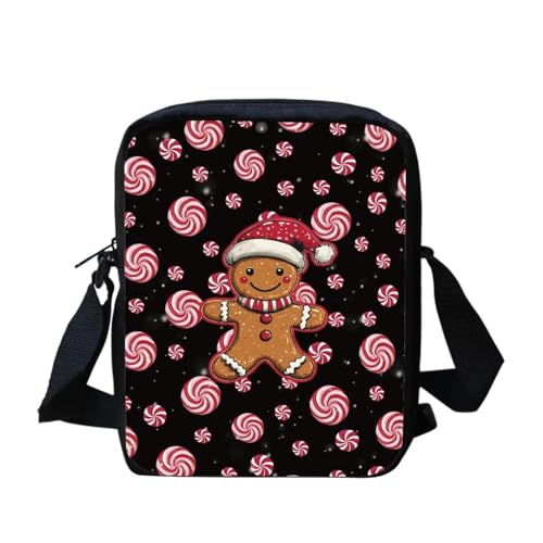 bqabhu Süße Umhängetasche mit Schneemann-Motiv, für Damen, Reise-Schultertasche mit verstellbarem Riemen, Lebkuchenmann, Einheitsgröße bqabhu Süße Umhängetasche mit Schneemann-Motiv, für Damen, Reise-Schultertasche mit verstellbarem Riemen, Lebkuchenmann, Einheitsgröße von bqabhu