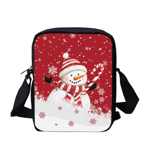 bqabhu Süße Umhängetasche mit Schneemann-Motiv, für Damen, Reise-Schultertasche mit verstellbarem Riemen, Niedlicher Schneemann-Aufdruck, Einheitsgröße von bqabhu