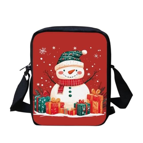 bqabhu Süße Umhängetasche mit Schneemann-Motiv, für Damen, Reise-Schultertasche mit verstellbarem Riemen, Niedlicher Schneemann als Weihnachtsgeschenk, Einheitsgröße von bqabhu