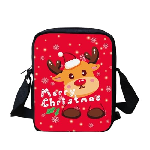 bqabhu Süße Umhängetasche mit Schneemann-Motiv, für Damen, Reise-Schultertasche mit verstellbarem Riemen, Weihnachten Hirsch, Einheitsgröße von bqabhu
