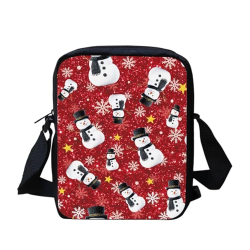 bqabhu Süße Umhängetasche mit Schneemann-Motiv, für Damen, Reise-Schultertasche mit verstellbarem Riemen, Weihnachtlicher Schneemänner-Druck, Einheitsgröße von bqabhu