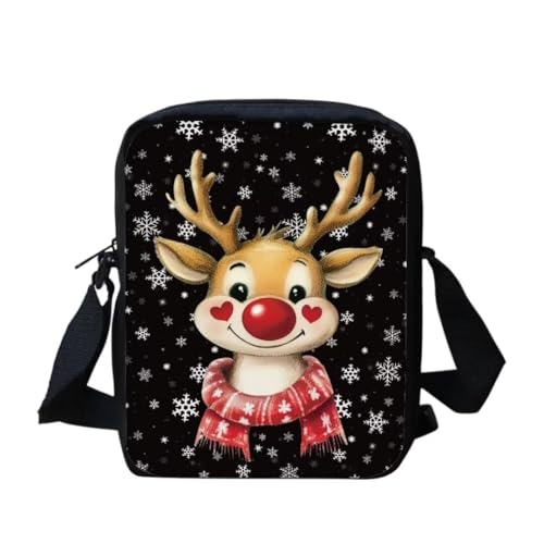 bqabhu Süße Umhängetasche mit Schneemann-Motiv, für Damen, Reise-Schultertasche mit verstellbarem Riemen, Weihnachts-Rentier, Einheitsgröße von bqabhu