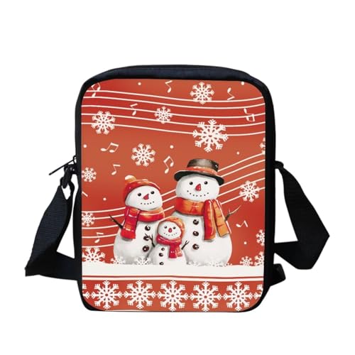 bqabhu Süße Umhängetasche mit Schneemann-Motiv, für Damen, Reise-Schultertasche mit verstellbarem Riemen, Weihnachts-Schneemänner-Aufdruck, Einheitsgröße von bqabhu