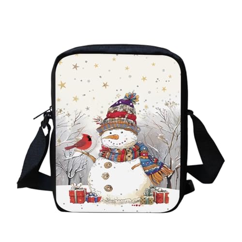 bqabhu Süße Umhängetasche mit Schneemann-Motiv, für Damen, Reise-Schultertasche mit verstellbarem Riemen, Weihnachts-Schneemann-Aufdruck, Einheitsgröße von bqabhu