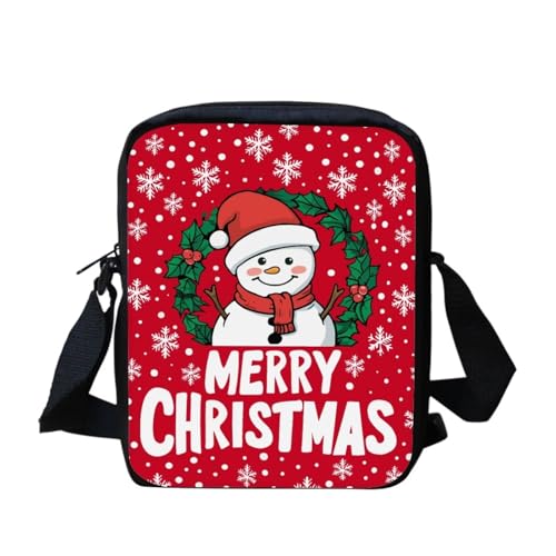 bqabhu Süße Umhängetasche mit Schneemann-Motiv, für Damen, Reise-Schultertasche mit verstellbarem Riemen, Weihnachts-Schneemann-Druck, Einheitsgröße von bqabhu