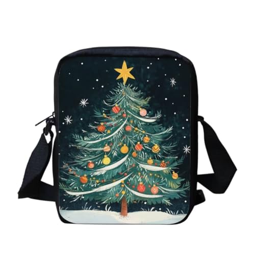 bqabhu Süße Umhängetasche mit Schneemann-Motiv, für Damen, Reise-Schultertasche mit verstellbarem Riemen, Weihnachtsbaum, Einheitsgröße von bqabhu