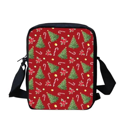 bqabhu Süße Umhängetasche mit Schneemann-Motiv, für Damen, Reise-Schultertasche mit verstellbarem Riemen, Weihnachtsbaum-Aufdruck, Einheitsgröße von bqabhu