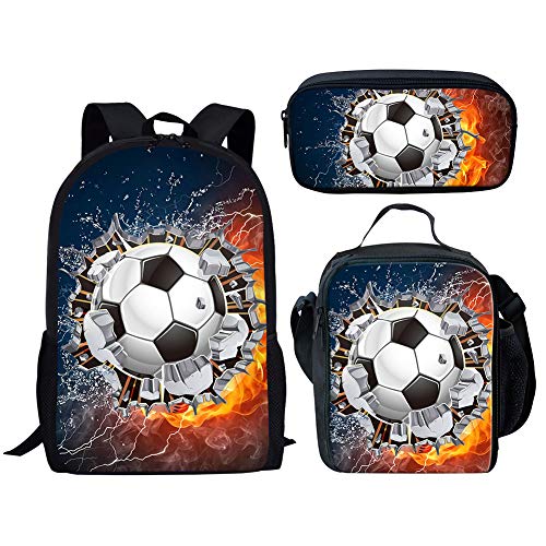 bqsjduidnc Schulrucksäcke für Kinder, Sport, Fußball, Basketball, Büchertasche, isolierte Lebensmittelbox, Federmäppchen mit Reißverschluss, 3-teiliges Set, Design: 12, Einheitsgröße bqsjduidnc Schulrucksäcke für Kinder, Sport, Fußball, Basketball, Büchertasche, isolierte Lebensmittelbox, Federmäppchen mit Reißverschluss, 3-teiliges Set, Design: 12, Einheitsgröße von bqsjduidnc