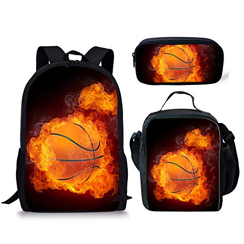 bqsjduidnc Schulrucksäcke für Kinder, Sport, Fußball, Basketball, Büchertasche, isolierte Lebensmittelbox, Federmäppchen mit Reißverschluss, 3-teiliges Set, Muster: 19, Einheitsgröße bqsjduidnc Schulrucksäcke für Kinder, Sport, Fußball, Basketball, Büchertasche, isolierte Lebensmittelbox, Federmäppchen mit Reißverschluss, 3-teiliges Set, Muster: 19, Einheitsgröße von bqsjduidnc