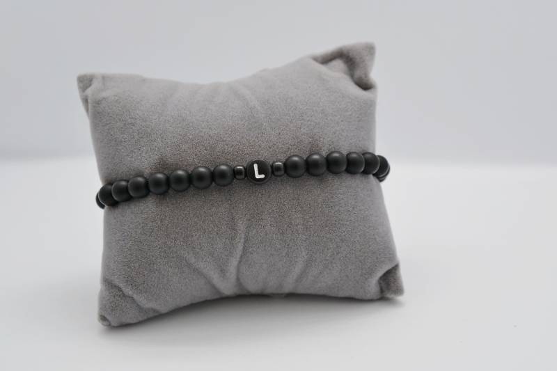 Buchstaben Armband Schwarz Jade // Partnerarmband Personalisiert Herren Unisex Namensarmband Für Männer von bracelens