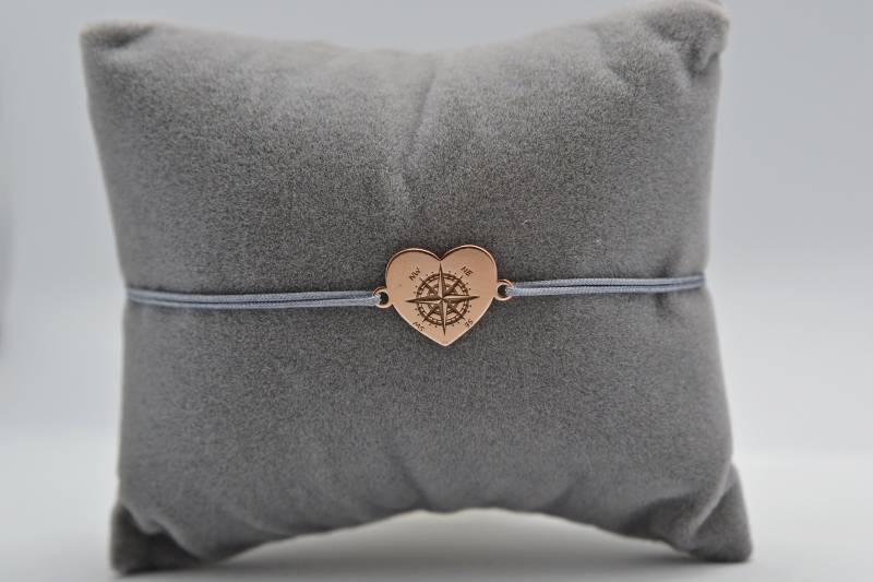 Filigranes Herz Kompass Armband - 925 Sterling Silber, Perfektes Geschenk Für Reisefreunde Und Abenteuerlustige von bracelens