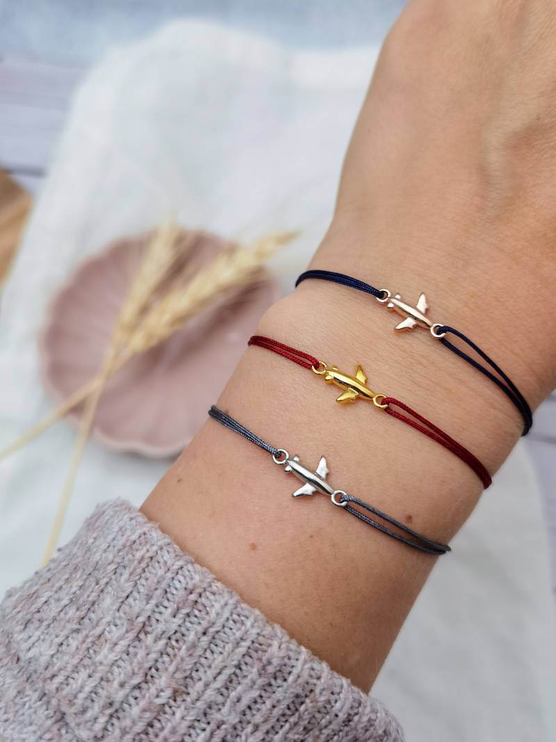 Flugzeug Armband 925 Sterling Silber I Reise Glücksbringer von bracelens