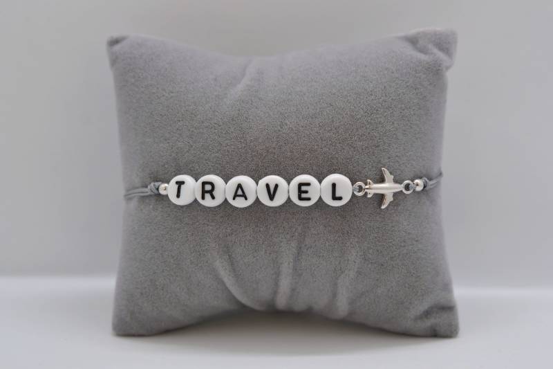 Flugzeug Armband Mit Wunschtext 925 Sterling Silber // Geschenk Glücksbringer Reise Personalisiert von bracelens