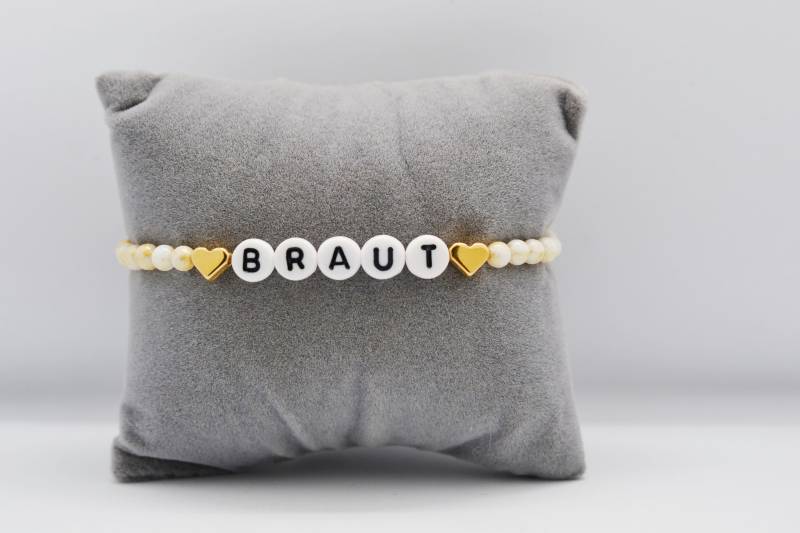Jga Armband Gold Weiß // Team Braut Junggesellinnenabschied Trauzeugin Wunschtext von bracelens
