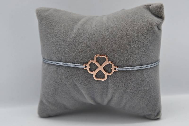 Kleeblatt Armband Herz 925 Sterling Silber I Klee Glücksarmband Roségold, Gold, Silber von bracelens