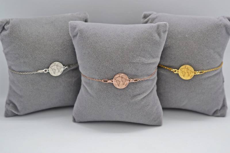 Weltkugel Armband 925 Sterling Silber // Weltkarte Weltreise Geschenk Reise, Glücksbringer Reise von bracelens