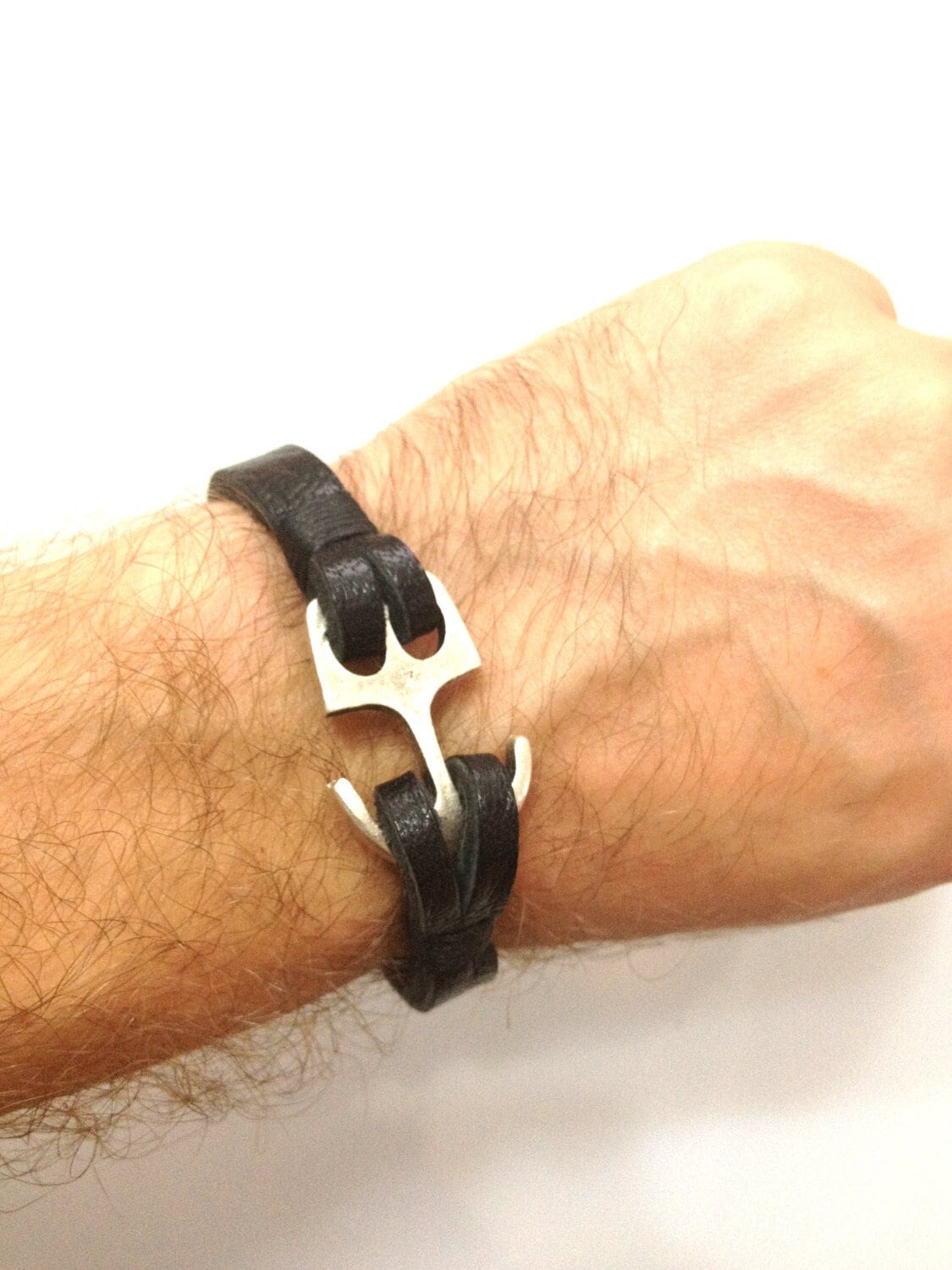 Schwarzes Anker Armband, Geschenk Für Männer, Herrenarmband, Lederarmband, Herrenschmuck, Edelstahlarmband, Trendy Herrenschmuck von braceletmixx