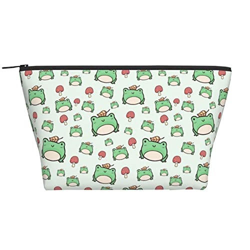 Cobcub Frosch tragbare tägliche Aufbewahrungstasche mit Reißverschluss, kann als Make-up-Tasche, Schreibwaren, Bleistift/Stifteetui für Damen verwendet werden, Niedlicher Frosch und Pilz, von bradkke