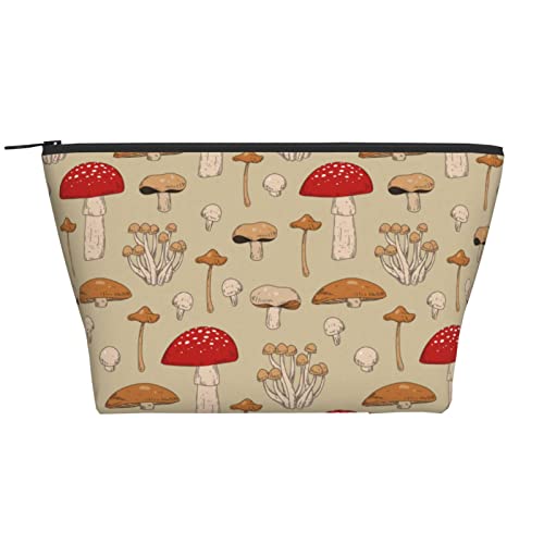 Cobcub Mushroom tragbare tägliche Aufbewahrungstasche mit Reißverschluss, kann als Make-up-Tasche, Schreibwaren, Bleistift/Stifteetui für Damen verwendet werden, mushroom, Einheitsgröße, von bradkke