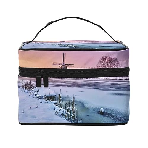 Grünes Wassergras Reise-Make-up-Tasche für Damen, wasserabweisend, Kosmetiktasche, faltbar, Kulturbeutel, Lehrer-Geschenke, Landschaft, Einheitsgröße, Kosmetikkoffer von bradkke