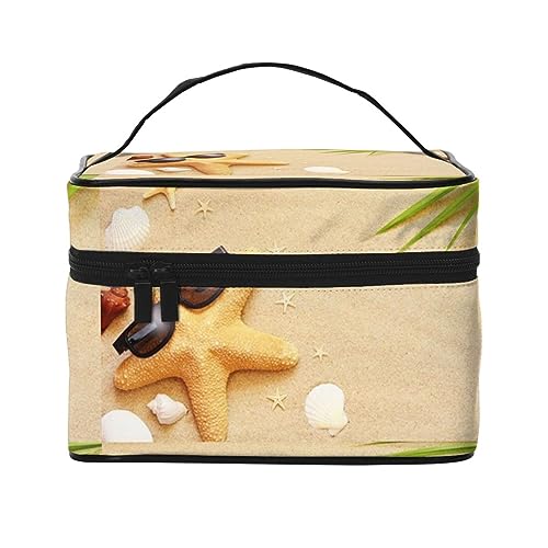 Grünes Wassergras Reise-Make-up-Tasche für Damen, wasserabweisend, Kosmetiktasche, faltbar, Kulturbeutel, Lehrer-Geschenke, Lustiger Seestern, Einheitsgröße, Kosmetikkoffer von bradkke