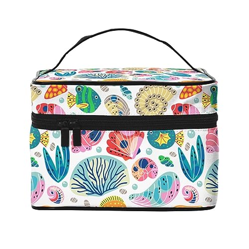 Grünes Wassergras Reise-Make-up-Tasche für Damen, wasserabweisend, Kosmetiktasche, faltbar, Kulturbeutel, Lehrer-Geschenke, Sea Life, Einheitsgröße, Kosmetikkoffer von bradkke