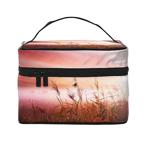 Halloween-Kürbis-Reise-Make-up-Tasche für Damen, wasserabweisend, Kosmetiktasche, faltbar, Kulturbeutel, Lehrergeschenk, Neblige Landschaft, Einheitsgröße, Kosmetikkoffer von bradkke