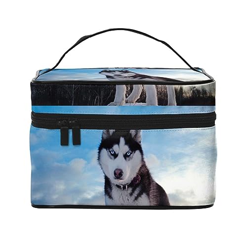 Husky Reise-Make-up-Tasche für Damen, wasserabweisend, faltbar, Kulturbeutel, Lehrergeschenk, Husky Dogs, Einheitsgröße, Kosmetikkoffer von bradkke