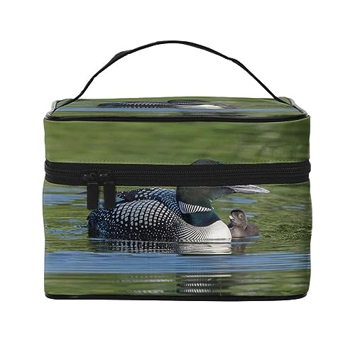 Kosmetiktasche mit Gothic-Wandpapier, Reise-Make-up-Tasche für Damen, wasserabweisend, faltbar, Kulturbeutel, Lehrergeschenk, Loon Nature Bird, Einheitsgröße, Kosmetikkoffer von bradkke