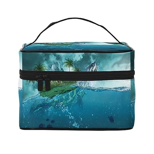 Kosmetiktasche mit Gothic-Wandpapier, Reise-Make-up-Tasche für Damen, wasserabweisend, faltbar, Kulturbeutel, Lehrergeschenk, Stellen Sie sich Himmel und Meer vor, Einheitsgröße, Kosmetikkoffer von bradkke