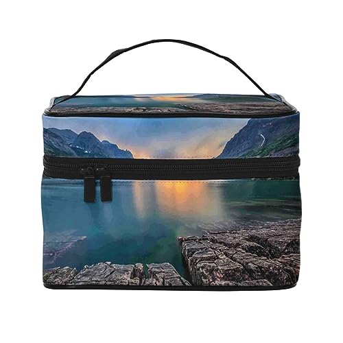 Lustige 3D-Schweinchen-Reise-Make-up-Tasche für Frauen, wasserabweisende Kosmetiktasche, faltbar, Kulturbeutel, Lehrer-Geschenke, Gletscher-Nationalpark, Einheitsgröße, Kosmetikkoffer von bradkke