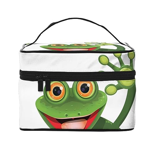 Lustige 3D-Schweinchen-Reise-Make-up-Tasche für Frauen, wasserabweisende Kosmetiktasche, faltbar, Kulturbeutel, Lehrer-Geschenke, Grüner Frosch, Einheitsgröße, Kosmetikkoffer von bradkke