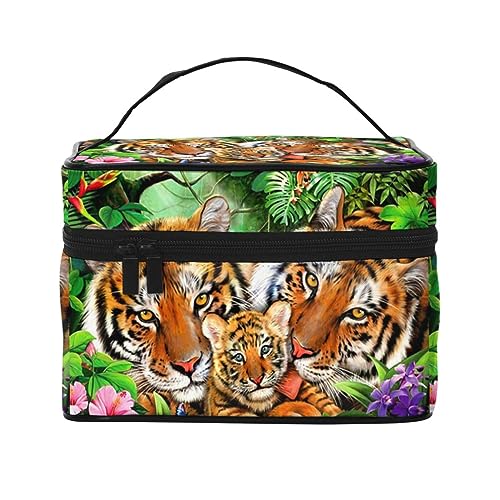 Lustige 3D-Schweinchen-Reise-Make-up-Tasche für Frauen, wasserabweisende Kosmetiktasche, faltbar, Kulturbeutel, Lehrer-Geschenke, Jungle Tigers Cub, Einheitsgröße, Kosmetikkoffer von bradkke