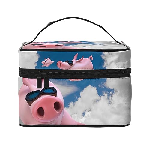 Lustige 3D-Schweinchen-Reise-Make-up-Tasche für Frauen, wasserabweisende Kosmetiktasche, faltbar, Kulturbeutel, Lehrer-Geschenke, Lustige 3D-Schweine, Einheitsgröße, Kosmetikkoffer von bradkke