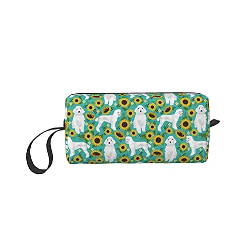 Münztasche mit weißem Pudel, Sonnenblumen-Design, türkis, Stiftehalter, Clutch, Handgelenk, Geldbörse, Geldbörse, tragbare Aufbewahrungsbox, Kosmetiktasche, Reißverschluss, Siehe Abbildung, von bradkke