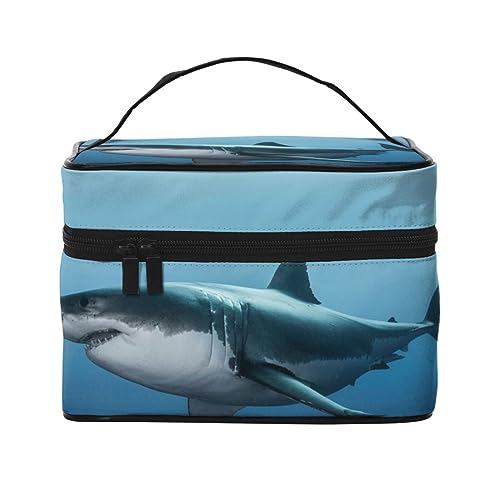 Reise-Make-up-Tasche für Damen, Motiv: Baumfrosch, wasserabweisend, faltbar, Kulturbeutel, Lehrergeschenk, Weiße Fische schwimmen, Einheitsgröße, Kosmetikkoffer von bradkke