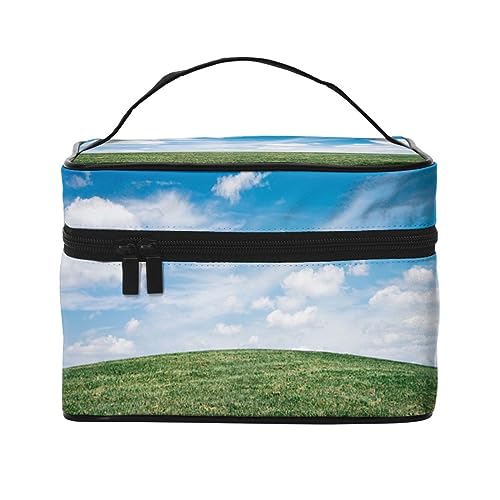 The Solar System Reise-Make-up-Tasche für Damen, wasserfeste Kosmetiktasche, faltbar, Kulturbeutel, Lehrergeschenk, Weiße Wolken, blauer Himmel, Einheitsgröße, Kosmetikkoffer von bradkke