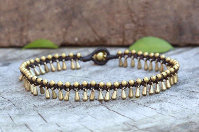 Wasser Tropfen Messing Perlen Fußkettchen, Teardrop Frauen Für Sie von brasslady