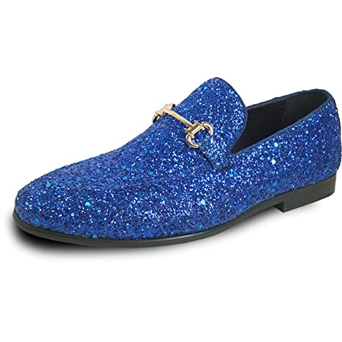 Bravo! Herren Kleid Schuh Prom-2 Loafer Modern Metallic Glitzer für Hochzeit Abschlussball Schwarz Blau Gold Silber Rot, blau, 43 EU von bravo!