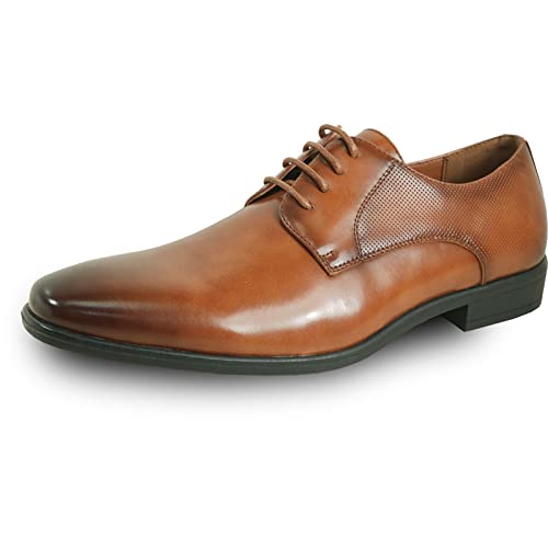 bravo! Herren-Ledersocke, klassisch, Schnürschuh, Oxford, einfarbig, Zehenkappe oder Flügelspitze, Größe M und breit, Größe 39 bis 46, Schwarz, Braun, Cognacblau, Lila, Rot, Cognac 7, 50.5 EU von bravo!