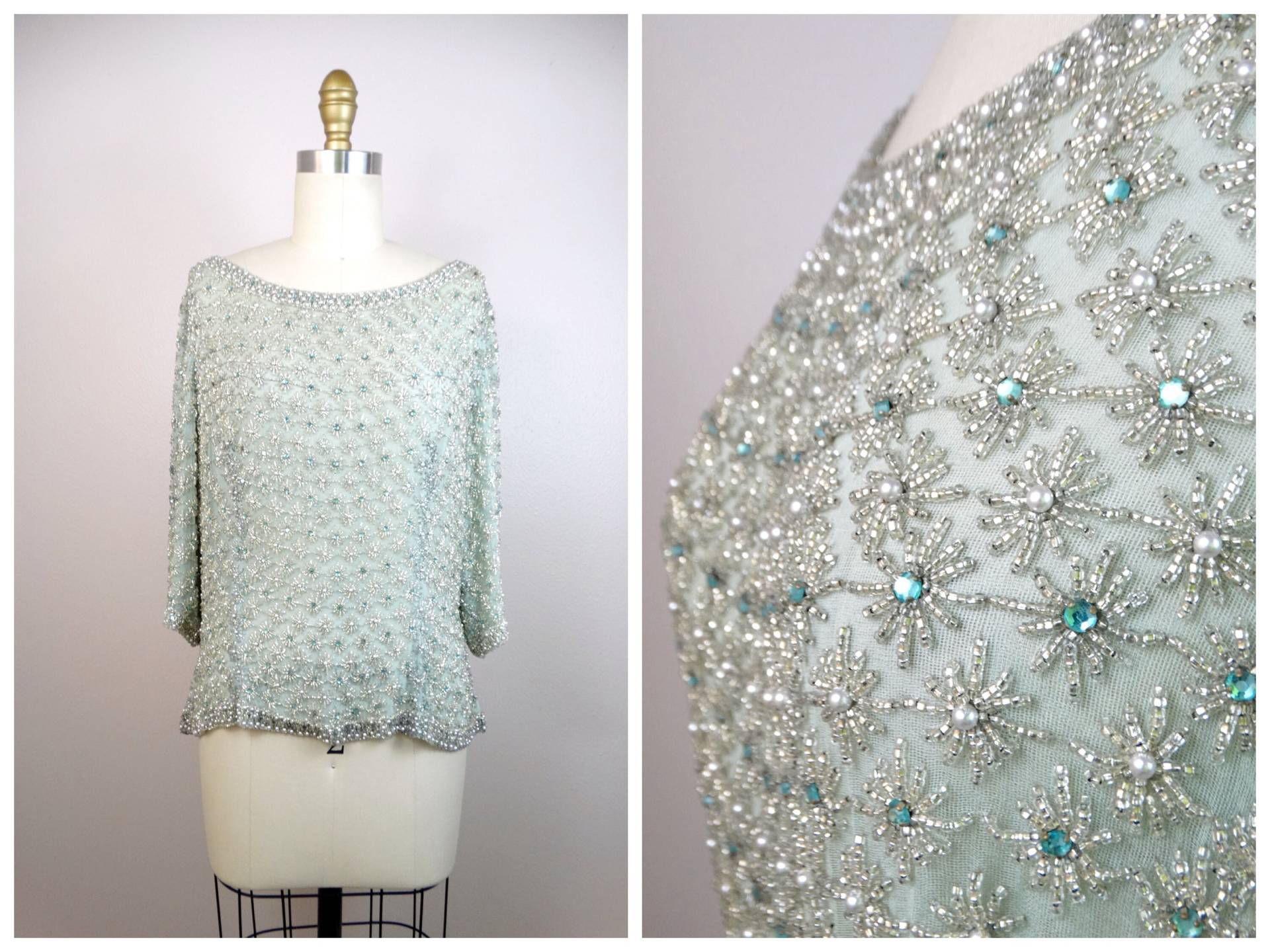 50S Strass Perlen Top // Stark Verziertes Mit Kristallperlen von braxae