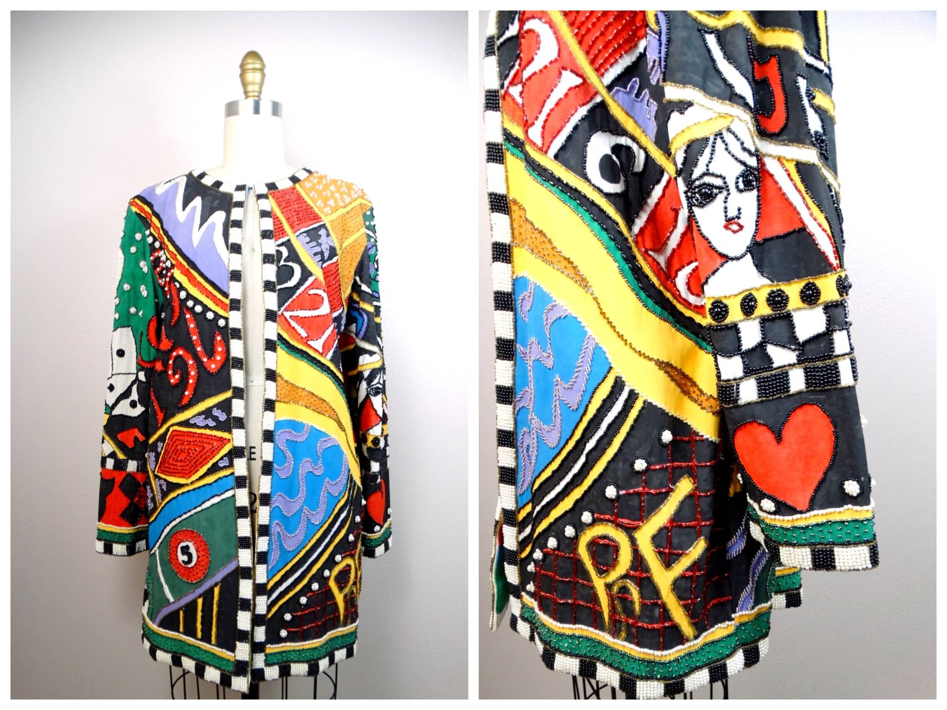 Abstrakte Kunst Perlen Pailletten Vegas Blazer/Designer Lucky Glücksspiel Kasino Verzierte Funky Neuheit Jacke von braxae