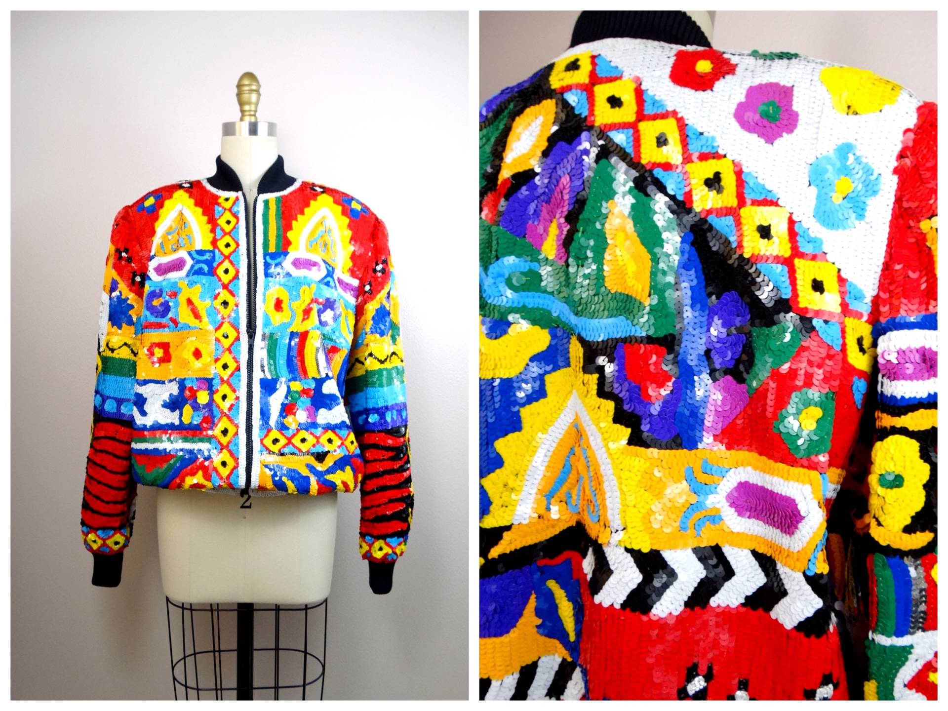 Funky Retro Pailletten Jacke // Rare Bright Bomber von braxae