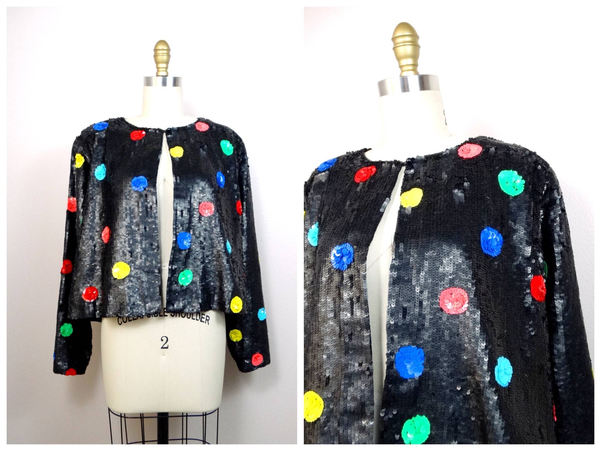 Haute Couture Pailletten Bolero/Neon Polka Dot Kurzjacke Von Bergdorf Goodman von braxae