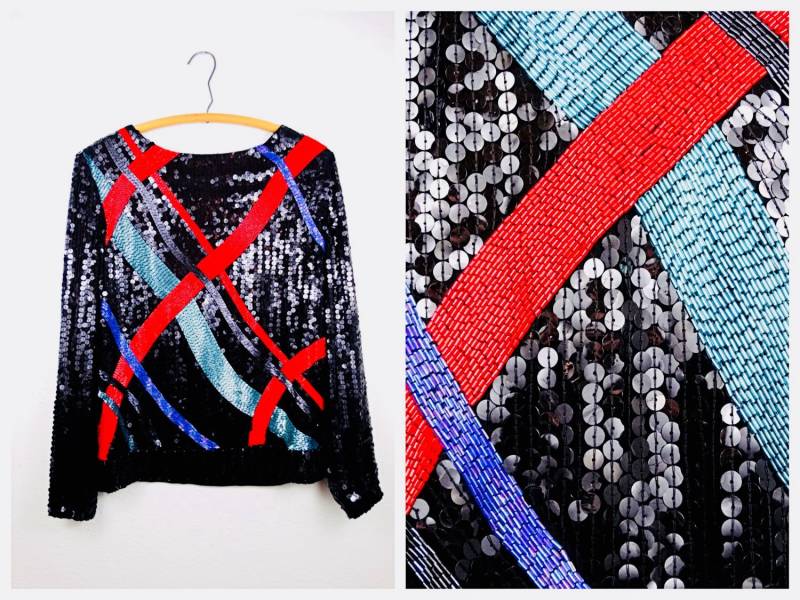 Lillie Rubin Perlenbluse/Vintage Pailletten Designer Top Braxae Co von braxae